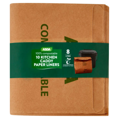 All-Green 8 Litre Paper Compostable Caddy Bin Liners with 50 Bags Brown